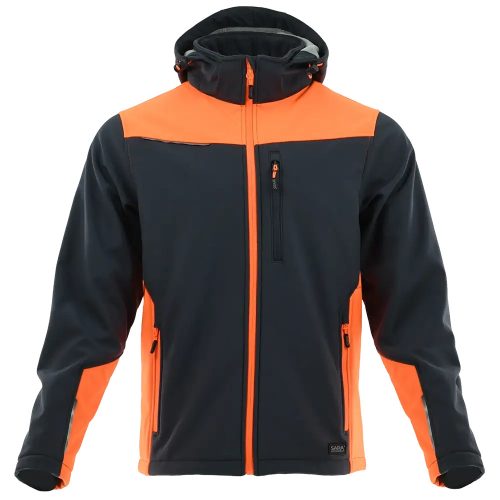 Sara Comfort Plus Softshell Kabát Fekete/Narancssárga - M